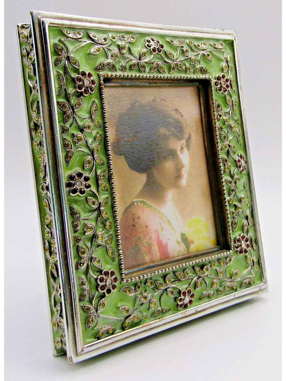 Edgar Berebi Limited Edition Jeweled and Enameled Green Table Frame